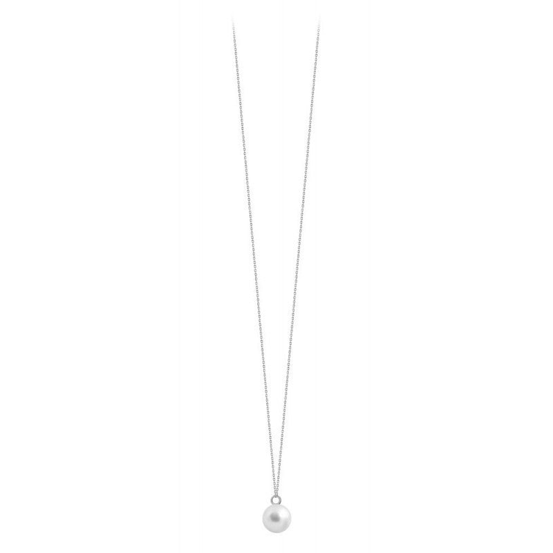 Sautoir Pure Perle Blanche d'Eau Douce Or Blanc 18K - Claverin bijou perles de culture