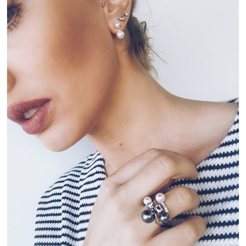 Bague Haute Joaillerie Kiss 4'Sum Diamants & Perle Blanche - vue 2