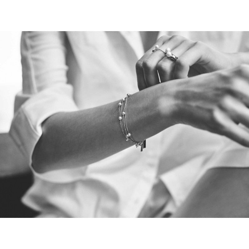 Bracelet Lotta Love Give Me 5 Perles Blanches Or Blanc 18K