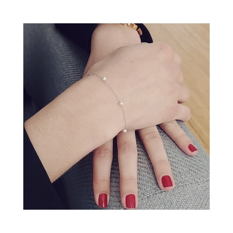 Bracelet Lotta Love Give Me 5 Perles Blanches Or Blanc 18K