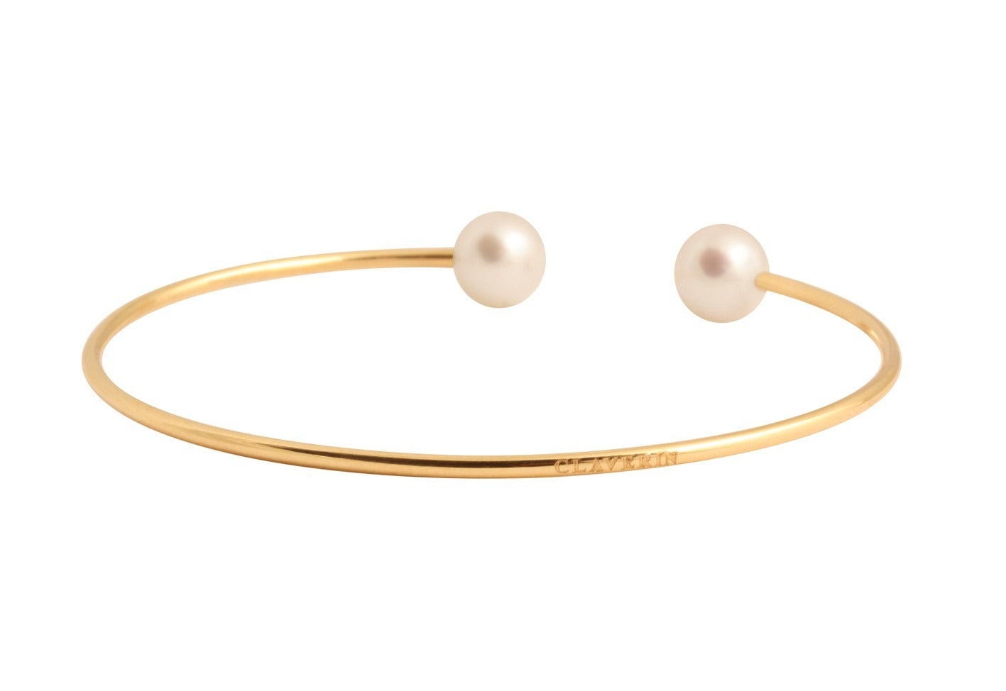 Bracelet Pure Jonc Souple Perles Blanches Or Blanc 18K