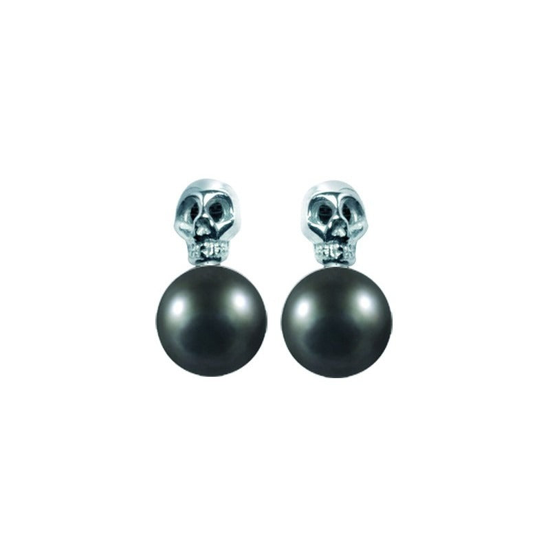 BO Kiss My Pearly Skull Perle Noire de Tahiti Or Blanc 18K