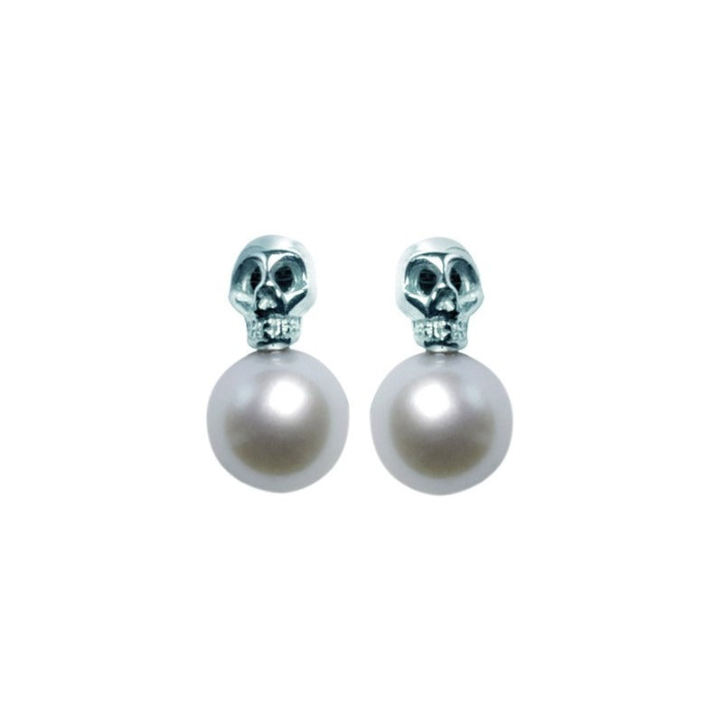 BO Kiss My Pearly Skull Perle Blanche Or Blanc 18K